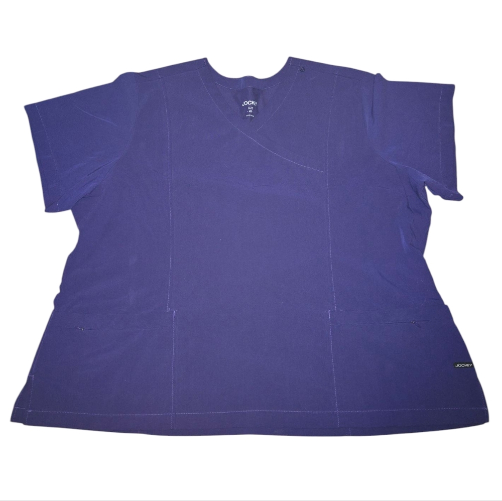 JOCKEY Style# 2306 Purple Poly Blend Stretch Mock Wrap Scrub Top Plus Size‎ 4X